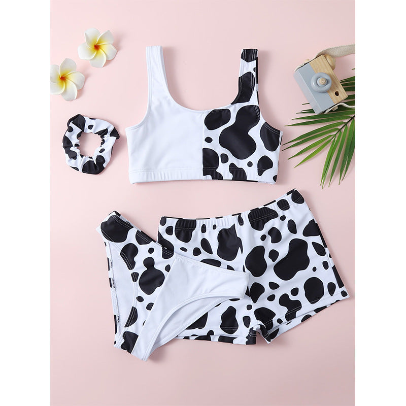 Wholesale Milk Cow Spot Dot Contrasting Color Split Three-piece Swimwear